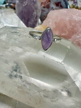 Sterling Silver Marquise Amethyst-Style Ring in Purple